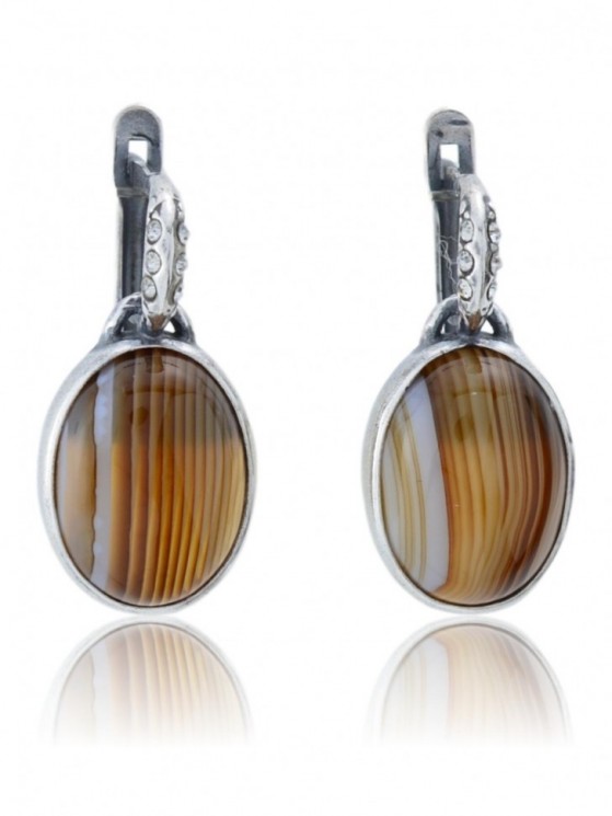 Серьги "Винтаж Дуо" 5910SerAgatKor195g15001