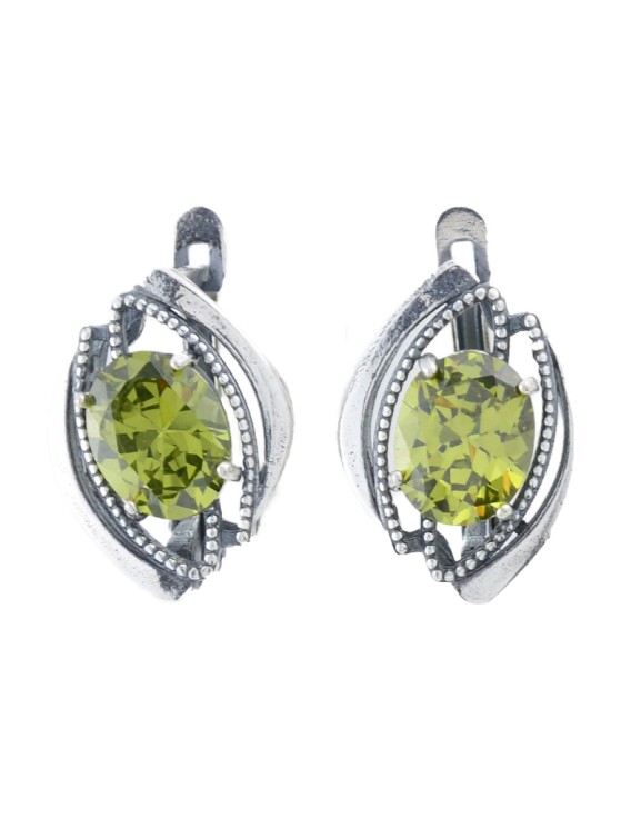 Серьги "Винтаж Дуо" 7425s1SerFianZel185g1121