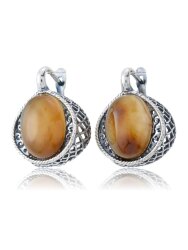 Серьги "Винтаж Дуо" 5288s1SerAgatKor165p165