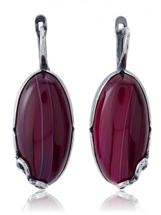 Серьги "Винтаж Дуо" 5155s1SerAgatMal185g1267