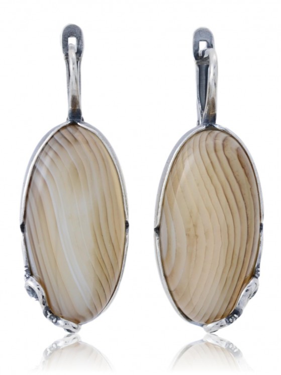 Серьги "Винтаж Дуо" 5156s1SerAgatKor185g1267