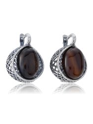 Серьги "Винтаж Дуо" 5295s1SerAgatKor165p165