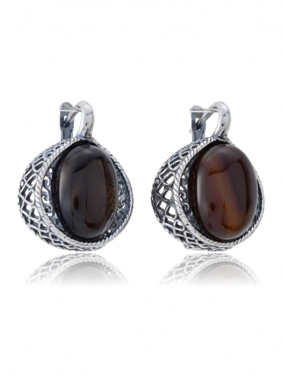 Серьги "Винтаж Дуо" 5295s1SerAgatKor165p165