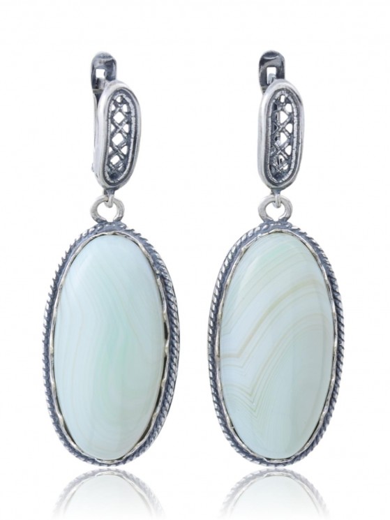 Серьги "Винтаж Дуо" 6458s1SerAgatZel300g017