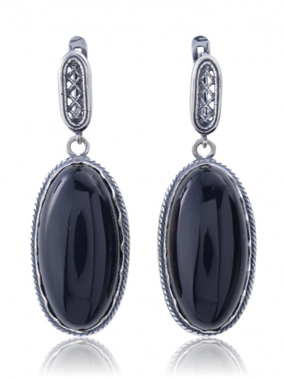 Серьги "Винтаж Дуо" 6348s1SerAgatChe215g017