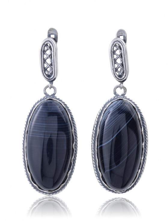 Серьги "Винтаж Дуо" 6349s1SerAgatChe215g017