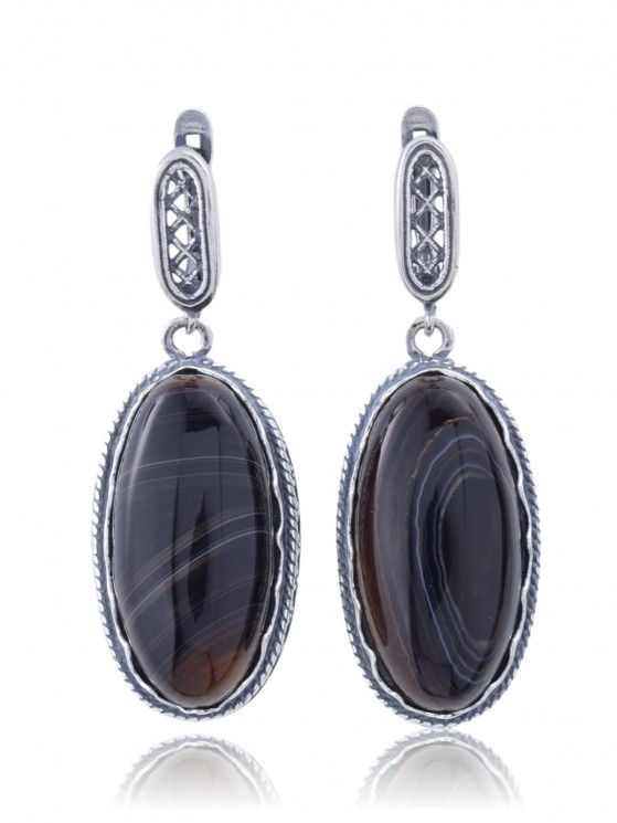 Серьги "Винтаж Дуо" 6350s1SerAgatKor215g017