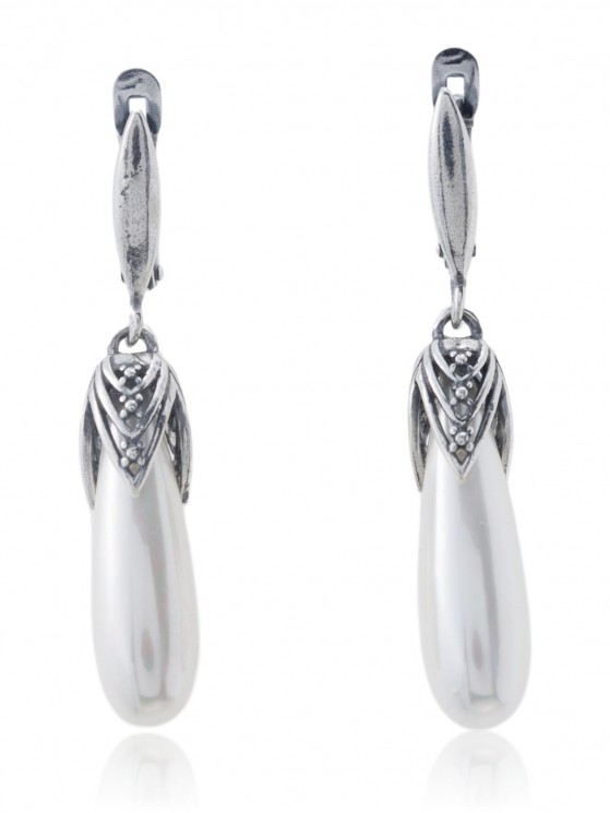Серьги "Винтаж Дуо" 4760s1SerZhmBel180g1278