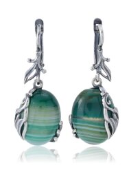 Серьги "Винтаж Дуо" 5118s1SerAgatZel165g047