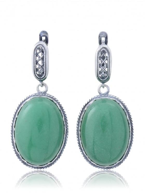 Серьги "Винтаж Дуо" 6474s1SerNefrZel265g019