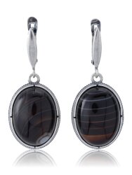 Серьги "Винтаж Дуо" 5129s1SerAgatChe165g1127