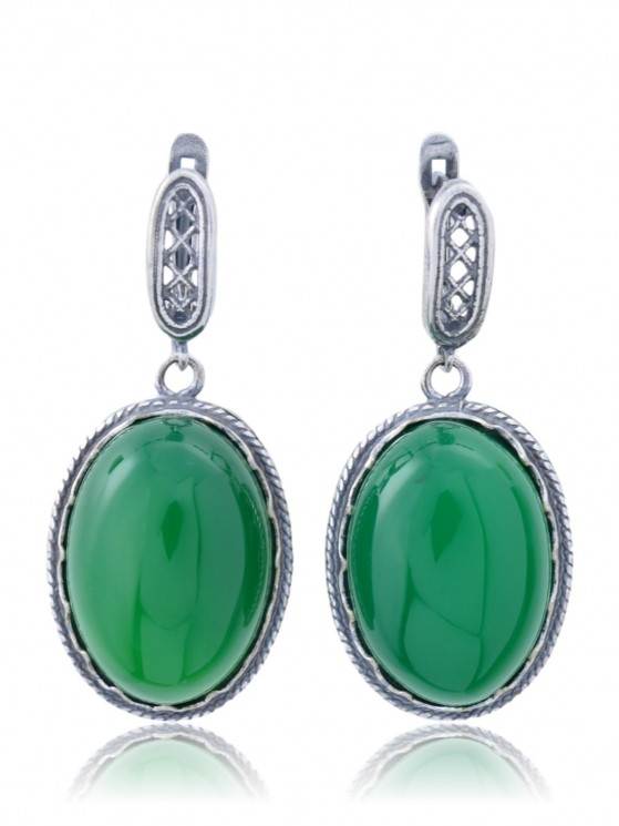 Серьги "Винтаж Дуо" 6479s1SerAgatZel265g019