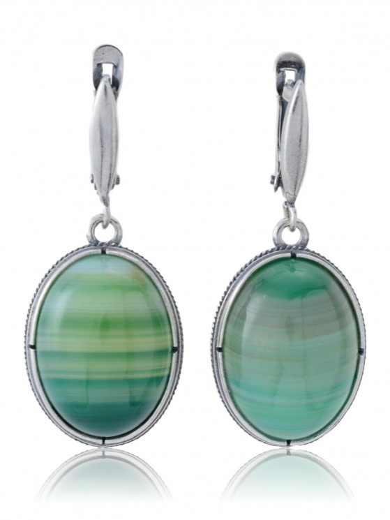 Серьги "Винтаж Дуо" 5131s1SerAgatZel165g1127