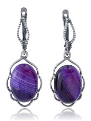 Серьги "Винтаж Дуо" 5082s1SerAgatFia165g1188
