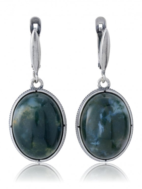Серьги "Винтаж Дуо" 5132s1SerAgatZel165g1127