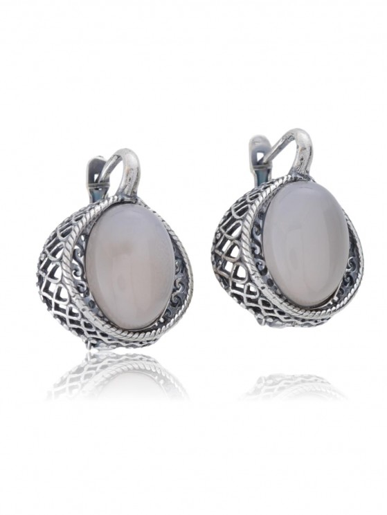Серьги "Винтаж Дуо" 5593s1SerAgatSer165p165