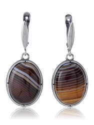 Серьги "Винтаж Дуо" 5138s1SerAgatKor165g1127