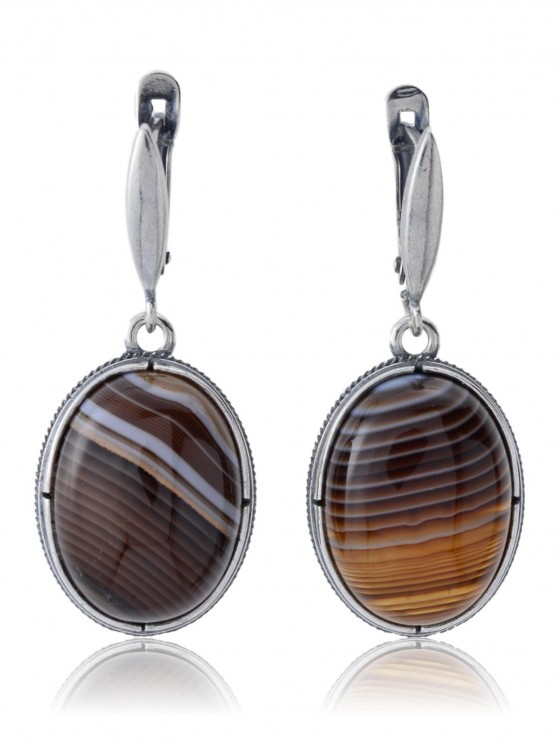 Серьги "Винтаж Дуо" 5138s1SerAgatKor165g1127