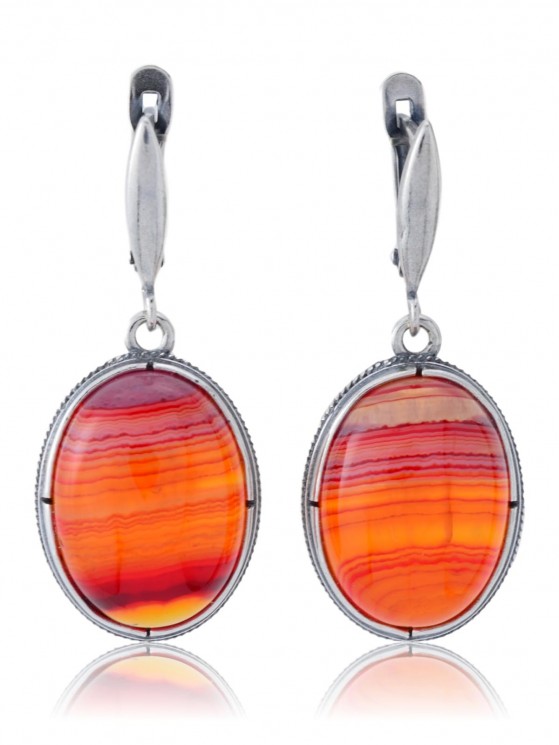 Серьги "Винтаж Дуо" 5139s1SerAgatOra165g1127