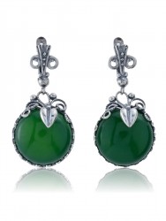 Серьги "Винтаж Дуо" 5786s1SerAgatZel185p337